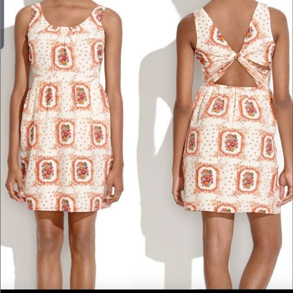 Madewell silk twist back tank floral dress sz 0